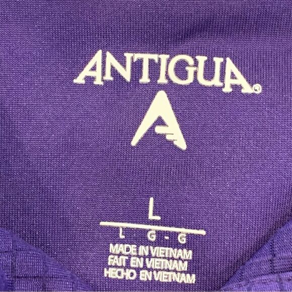 Antigua Golf Polo Purple Check Size Large Mens - Picture 6 of 9